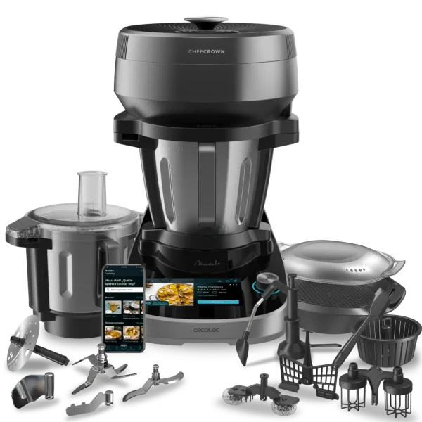 Imagen 2 Robot de cocina Mambo CooKing TotalGourmet con dispensador de alimentos y 45 funciones. Sistema de cocina guiada y jarras de 5L para máxima versatilidad.