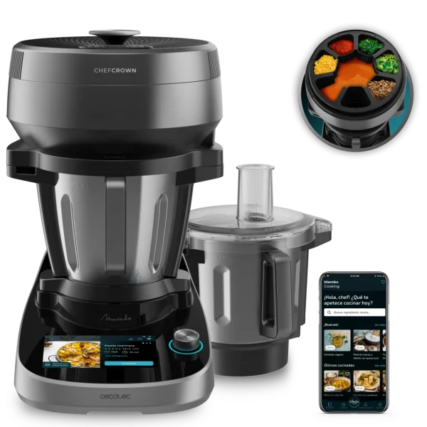Imagen 3 Robot de cocina Mambo CooKing TotalGourmet con dispensador de alimentos y 45 funciones. Sistema de cocina guiada y jarras de 5L para máxima versatilidad.