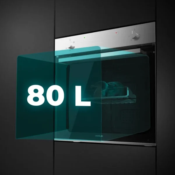 Imagen 7 Horno integrable Cecotec Bolero Hexa C126400 Line A con 80L de capacidad, 5 funciones y 2800W de potencia. Máxima eficiencia energética clase A para tu cocina.
