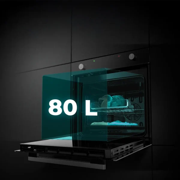 Imagen 7 Horno convencional Cecotec Bolero Hexa C126400 de 80 litros, 5 funciones, 2800W y clasificación energética A. Ideal para cocciones uniformes y eficientes.