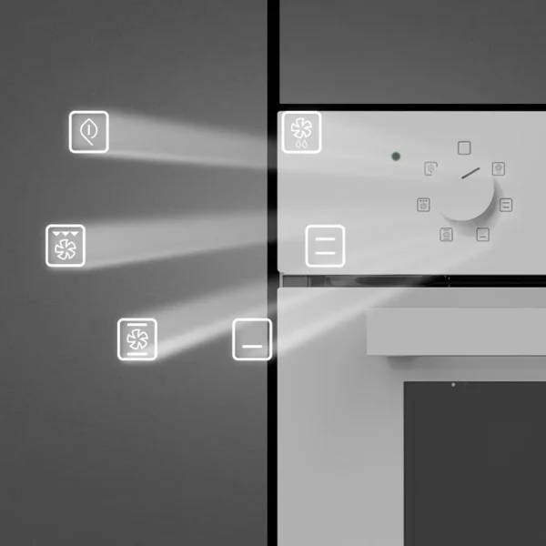 Imagen 6 Horno Bolero Hexa M236000 Glass White Time de 70L con 6 funciones, Steam Assist y eficiencia Clase A. Diseño en cristal blanco y triple acristalamiento.