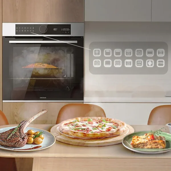 Imagen 6 Horno pirolítico Bolero Hexa P516000 de 73L, clase A y 3250W. Con 14 funciones, Pizza Master y Airfryer Master para resultados profesionales en cada receta.