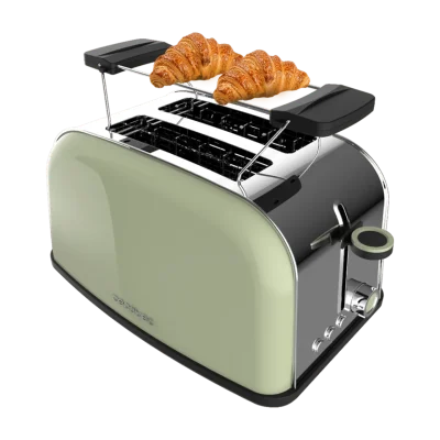 Tostador vertical Cecotec Toastin' time 850 Green de acero inoxidable verde con soporte para panecillos y doble ranura