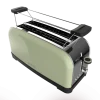 Imagen 2 Tostador vertical verde de acero inoxidable con 1500 W y doble ranura larga. Incluye soporte para panecillos, bandeja recogemigas y 7 niveles de tostado.