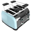 Imagen 2 Tostador Toastin' time 1700 Double Blue de 1700 W y 4 ranuras. Acero inoxidable azul, soporte para panecillos y bandeja recogemigas para un tostado perfecto.