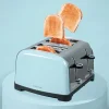 Imagen 4 Tostador Toastin' time 1700 Double Blue de 1700 W y 4 ranuras. Acero inoxidable azul, soporte para panecillos y bandeja recogemigas para un tostado perfecto.