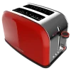 Imagen 2 Tostador rojo de 850 W con doble ranura corta y acabado en acero. Incluye 3 funciones, 5 niveles de potencia y bandeja recogemigas para un tostado uniforme.