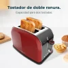 Imagen 4 Tostador rojo de 850 W con doble ranura corta y acabado en acero. Incluye 3 funciones, 5 niveles de potencia y bandeja recogemigas para un tostado uniforme.