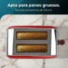 Imagen 6 Tostador rojo de 850 W con doble ranura corta y acabado en acero. Incluye 3 funciones, 5 niveles de potencia y bandeja recogemigas para un tostado uniforme.