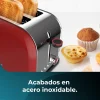 Imagen 7 Tostador rojo de 850 W con doble ranura corta y acabado en acero. Incluye 3 funciones, 5 niveles de potencia y bandeja recogemigas para un tostado uniforme.