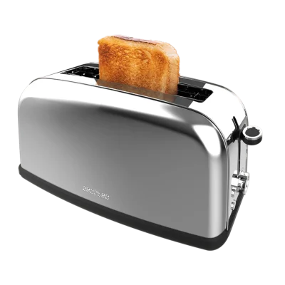 Tostador vertical Cecotec Toastin' time 850 Inox Long Lite de acero inoxidable con ranura larga y soporte superior para bollería