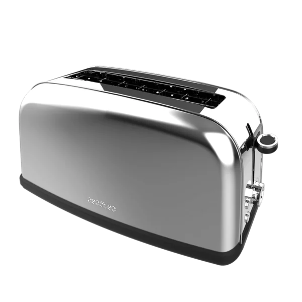 Imagen 2 Tostador de acero inoxidable con 850 W y ranura larga para rebanadas gruesas. Incluye soporte para bollería, bandeja recogemigas y 7 niveles de tostado.