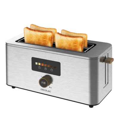 Tostador vertical Cecotec Touch&Toast Extra Double de acero inoxidable con pantalla táctil y doble ranura larga