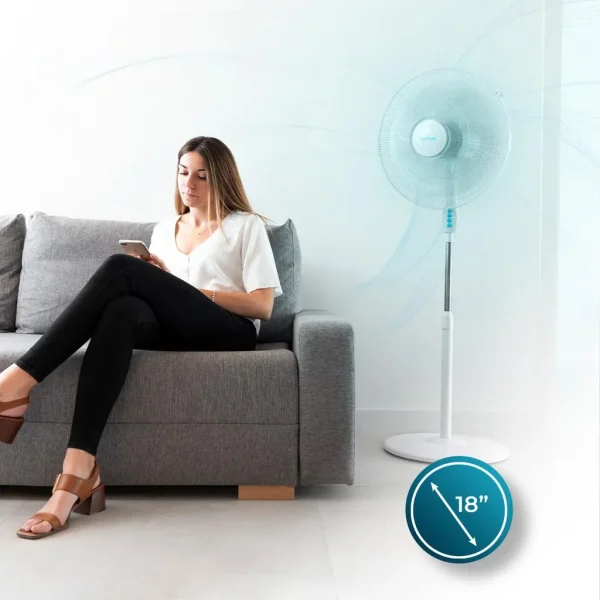 Imagen 3 Ventilador de pie Cecotec EnergySilence 600 Max Flow de 70 W con 6 aspas, motor de cobre, 3 velocidades y oscilación de 75º para un flujo de aire máximo.