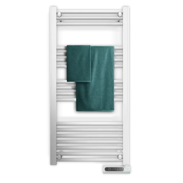 Imagen 3 Radiador toallero eléctrico Cecotec ReadyWarm 9200 Smart Towel White de 750 W. Diseño elegante con pantalla LED, control táctil, temporizador y 3 modos.