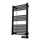 Radiador toallero eléctrico Cecotec ReadyWarm 9100 Smart Towel Black en color negro mostrando la pantalla LED y controles táctiles