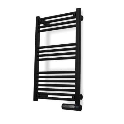 Radiador toallero eléctrico Cecotec ReadyWarm 9100 Smart Towel Black en color negro mostrando la pantalla LED y controles táctiles