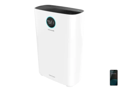 Purificador de aire Cecotec TotalPure 7500 Connected con pantalla LED frontal y diseño cilíndrico minimalista
