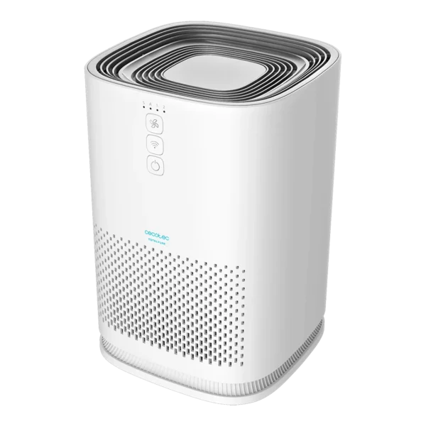 Purificador de aire Cecotec TotalPure 1500 Connected con diseño cilíndrico en color blanco y panel de control superior