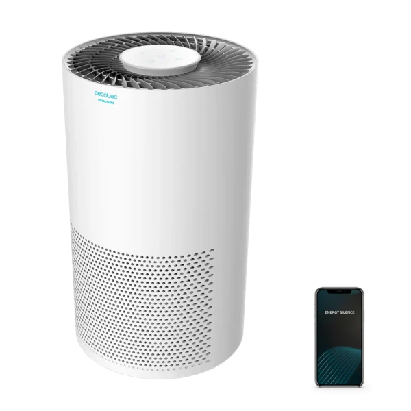 Purificador de aire Cecotec TotalPure 2000 Connected en color blanco con panel táctil superior y diseño cilíndrico
