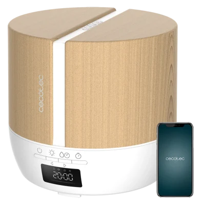 Difusor de aromas Cecotec PureAroma 550 Connected White Woody con acabado madera y pantalla digital