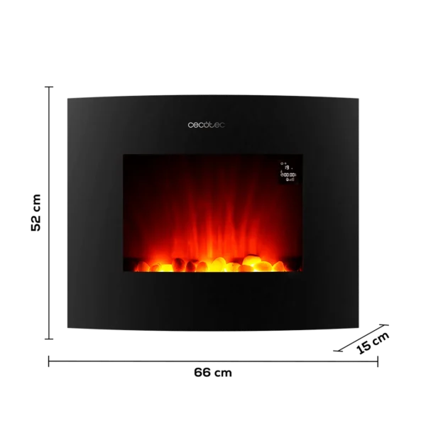 Imagen 2 Chimenea eléctrica curva de 26" con 2000 W y WiFi. Calienta hasta 25 m² con 2 niveles de potencia, mando a distancia y temporizador programable.