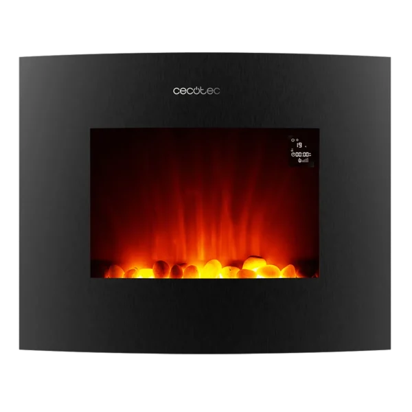 Imagen 3 Chimenea eléctrica curva de 26" con 2000 W y WiFi. Calienta hasta 25 m² con 2 niveles de potencia, mando a distancia y temporizador programable.