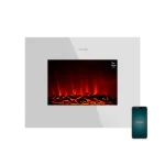 Chimenea eléctrica blanca ReadyWarm 2690 Flames Connected White con vista frontal de llamas LED y control WiFi