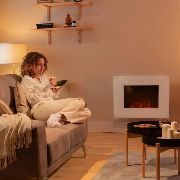 Imagen 4 Chimenea eléctrica de 26” con 2000 W, control WiFi y mando a distancia. Calienta estancias de 25 m² con efecto de llamas realistas LED ajustables.