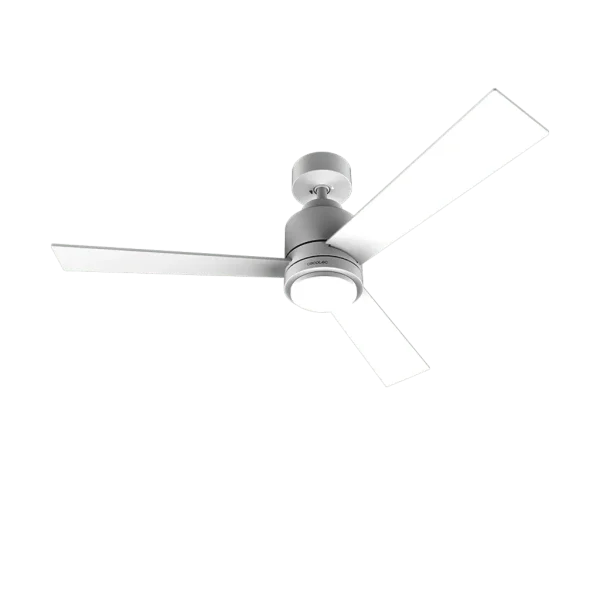 Imagen 2 Ventilador de techo blanco de 48” con motor DC 30W y luz LED. Silencioso, con mando a distancia, 6 velocidades y función verano-invierno para climatización.