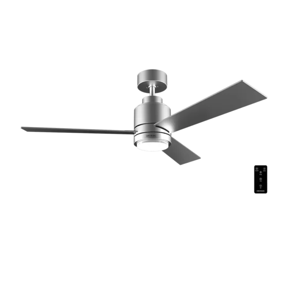 Ventilador de techo EnergySilence Aero 4850 Style Steel acabado en acero con aspas aerodinámicas y luz LED