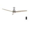 Ventilador de techo EnergySilence Aero 5300 White&Wood Design vista frontal con aspas de madera y luz LED
