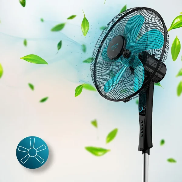 Imagen 3 Ventilador de pie EnergySilence 520 Power Black de 50 W, 5 aspas de 40 cm, motor de cobre, 4 velocidades y altura ajustable. Potencia y frescor silencioso.