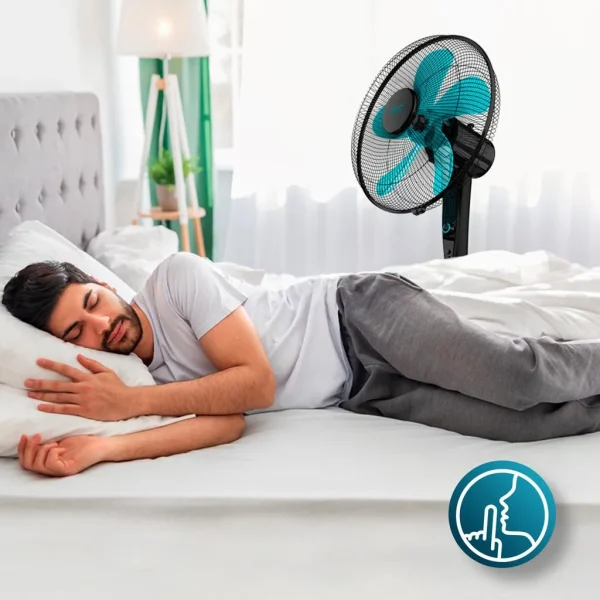 Imagen 7 Ventilador de pie EnergySilence 520 Power Black de 50 W, 5 aspas de 40 cm, motor de cobre, 4 velocidades y altura ajustable. Potencia y frescor silencioso.