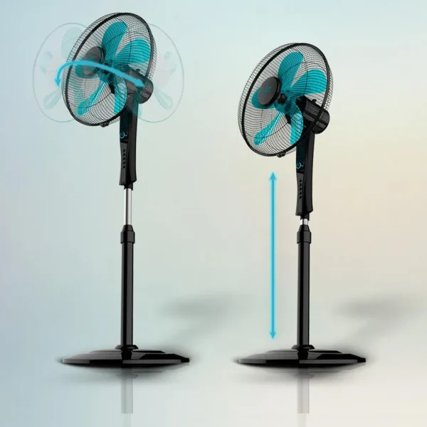 Imagen 8 Ventilador de pie EnergySilence 520 Power Black de 50 W, 5 aspas de 40 cm, motor de cobre, 4 velocidades y altura ajustable. Potencia y frescor silencioso.