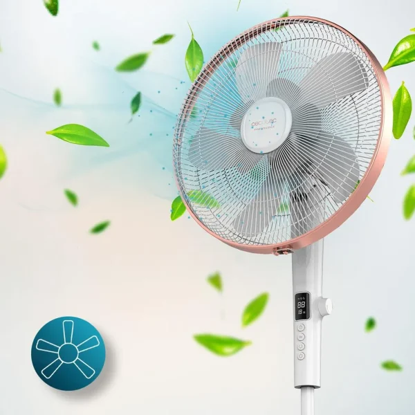 Imagen 3 Ventilador de pie Cecotec EnergySilence 1030 SmartExtreme con motor DC de 28 W, 10 aspas, 24 velocidades, mando a distancia y altura ajustable de 115-135 cm.