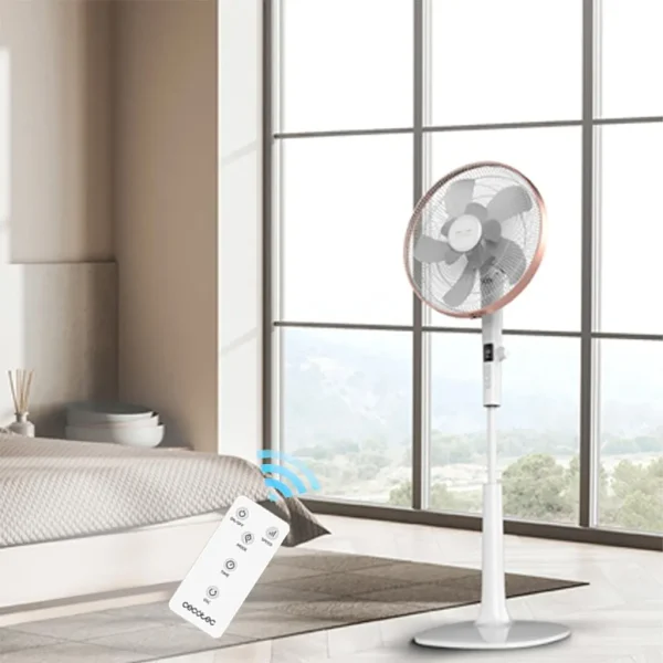Imagen 5 Ventilador de pie Cecotec EnergySilence 1030 SmartExtreme con motor DC de 28 W, 10 aspas, 24 velocidades, mando a distancia y altura ajustable de 115-135 cm.
