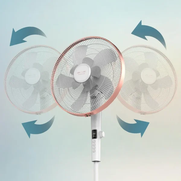 Imagen 7 Ventilador de pie Cecotec EnergySilence 1030 SmartExtreme con motor DC de 28 W, 10 aspas, 24 velocidades, mando a distancia y altura ajustable de 115-135 cm.