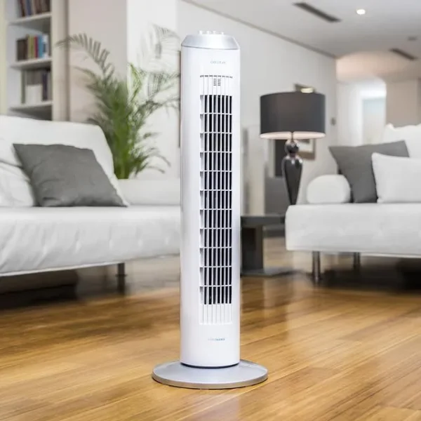 Imagen 2 Ventilador de torre EnergySilence 8090 Skyline de 60 W y 84 cm. Dispone de 3 velocidades, oscilación automática y motor de cobre para un frescor duradero.