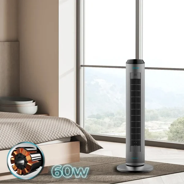 Imagen 2 Ventilador de torre EnergySilence 8190 Skyline Ionic de 60 W con ionizador, mando a distancia y temporizador de 8 horas para un aire fresco y purificado.
