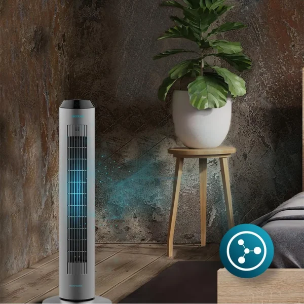 Imagen 4 Ventilador de torre EnergySilence 8190 Skyline Ionic de 60 W con ionizador, mando a distancia y temporizador de 8 horas para un aire fresco y purificado.