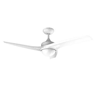 Ventilador de techo EnergySilence Aero 550 blanco con luz LED encendida y aspas en movimiento