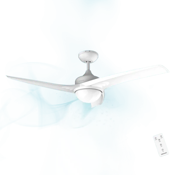 Imagen 2 Ventilador de techo EnergySilence Aero 550 de 60 W y 132 cm. Motor silencioso, 3 aspas, luz LED, mando a distancia y función verano/invierno en color blanco.