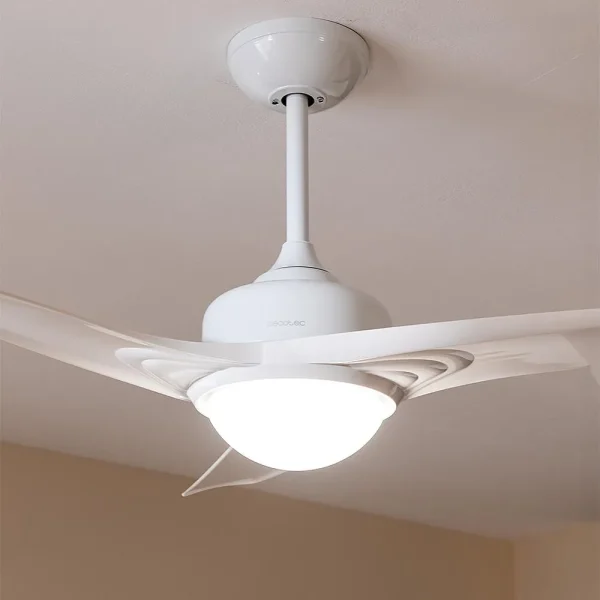 Imagen 6 Ventilador de techo EnergySilence Aero 550 de 60 W y 132 cm. Motor silencioso, 3 aspas, luz LED, mando a distancia y función verano/invierno en color blanco.