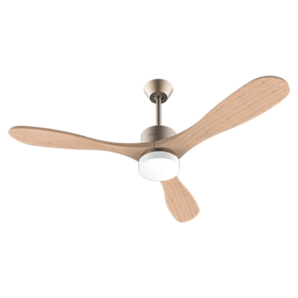 Imagen 2 Ventilador de techo con motor DC de 35 W y 52". Acabado dorado, luz LED, 5 velocidades, mando a distancia y función invierno para climatización eficiente.