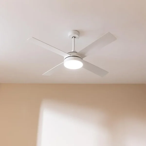 Imagen 2 Ventilador de techo EnergySilence de 52 pulgadas con luz LED, mando a distancia y motor de cobre de 60 W. Silencioso, 3 velocidades y función verano-invierno.