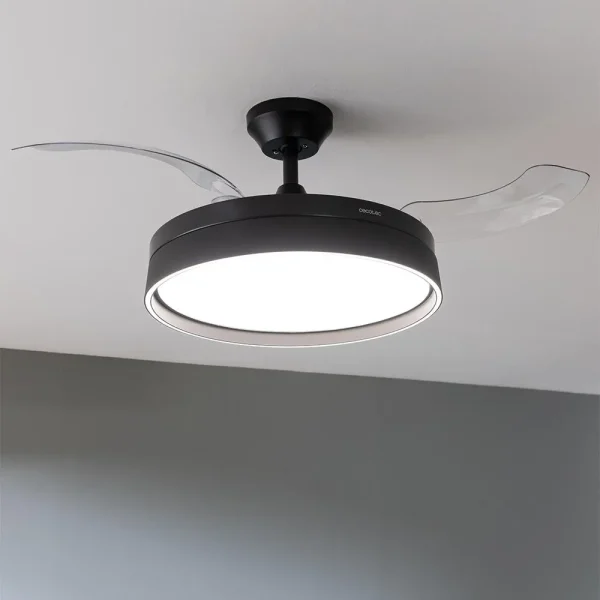 Imagen 7 Ventilador de techo con aspas retráctiles y luz LED de 3 tonos. Motor de 40 W silencioso, diámetro de 106 cm, temporizador y función verano-invierno.