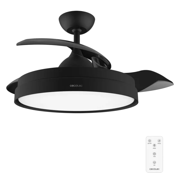 Imagen 8 Ventilador de techo con aspas retráctiles y luz LED de 3 tonos. Motor de 40 W silencioso, diámetro de 106 cm, temporizador y función verano-invierno.