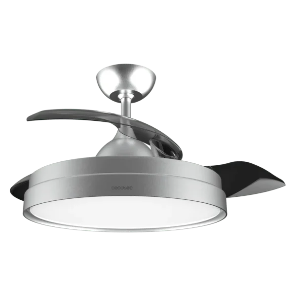 Imagen 3 Ventilador de techo con aspas retráctiles, motor de 40 W y luz LED. Diámetro 106 cm, temporizador, 3 tonos de luz y función verano/invierno con mando.