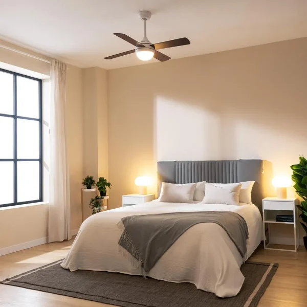 Imagen 5 Ventilador de techo de 42” y 55 W con luz LED integrada. Mando a distancia, temporizador, 3 velocidades y función verano/invierno con aspas reversibles.